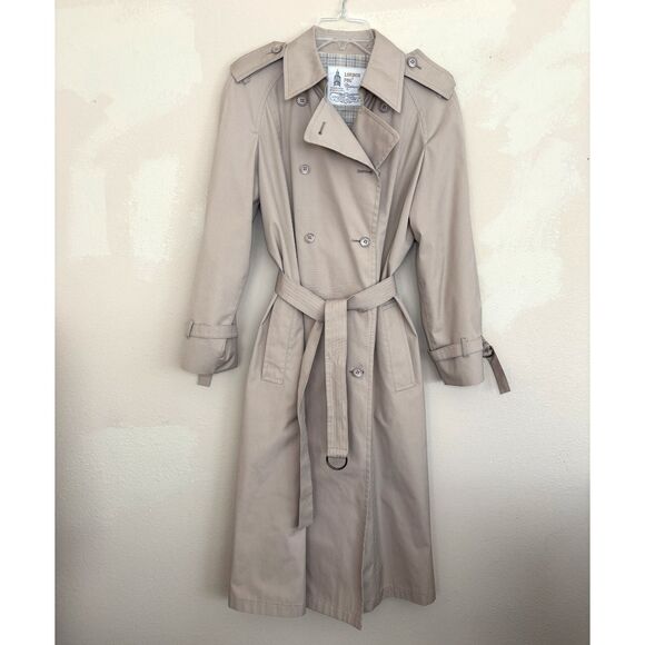 London Fog Maincoat Beige All Weather Trench Coat Sz 10 Reg Old Money Vintage - Picture 1 of 10
